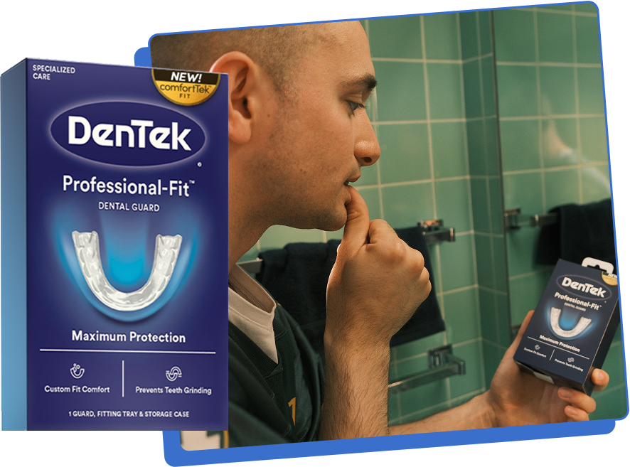 Man holding Dentek product