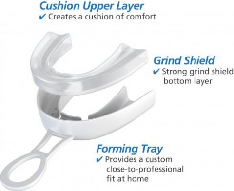 Dentek Professional Fit Dental Guard has cushion upper layer, grind shield and forming tray