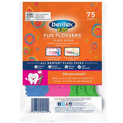 Dentek Kids Fun Flosser 75ct back
