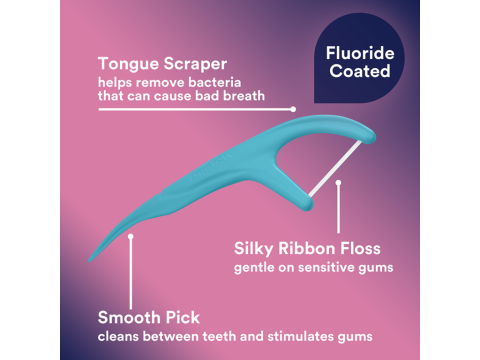 tongue scraper, pick and floss